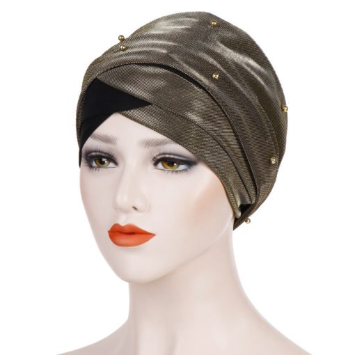 Turban perlé croisé