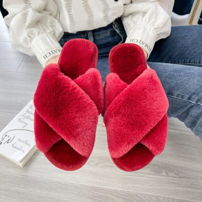 Sandale femme fourrure de qualité - 36, Blanc